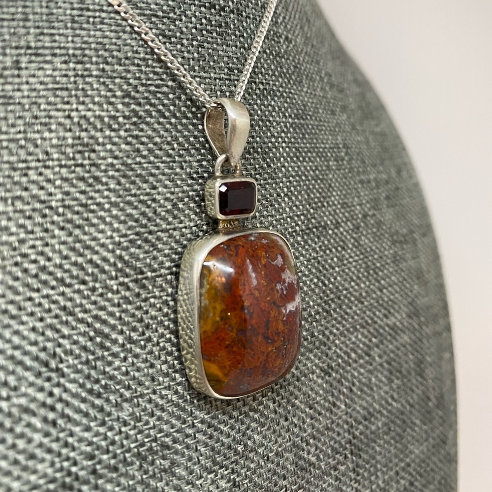 Pendant with garnet - Sterling Silver - Picture 6 of 12